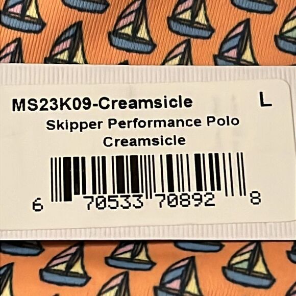 New! Turtleson Skipper Performance Orange Sailboat Print Shirt Creamsicle - Picture 10 of 12